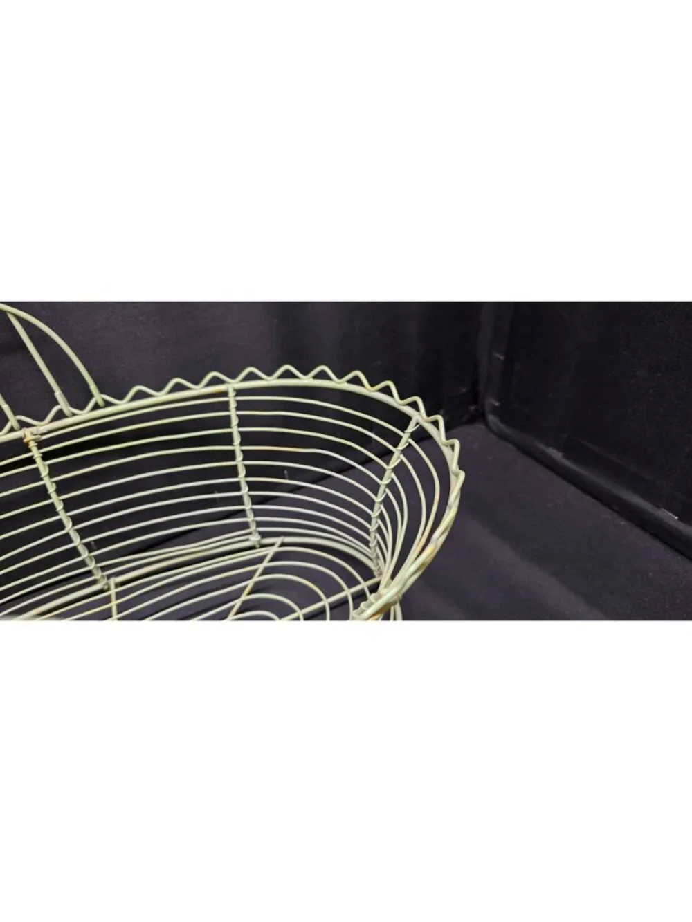 Vintage Sage Green Wire Decorative Egg Basket w Handle 12